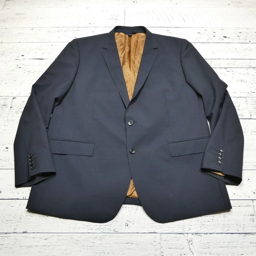 Max Davoli Baroni Super 150s Wool Suit Jacket Blazer Blue Mens Size 48R